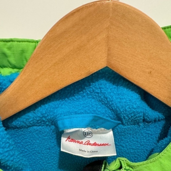 Hanna Anderson Fleeced Lined blue Multicolor 90s Style Hooded Jacket 110 J - Picture 5 of 10